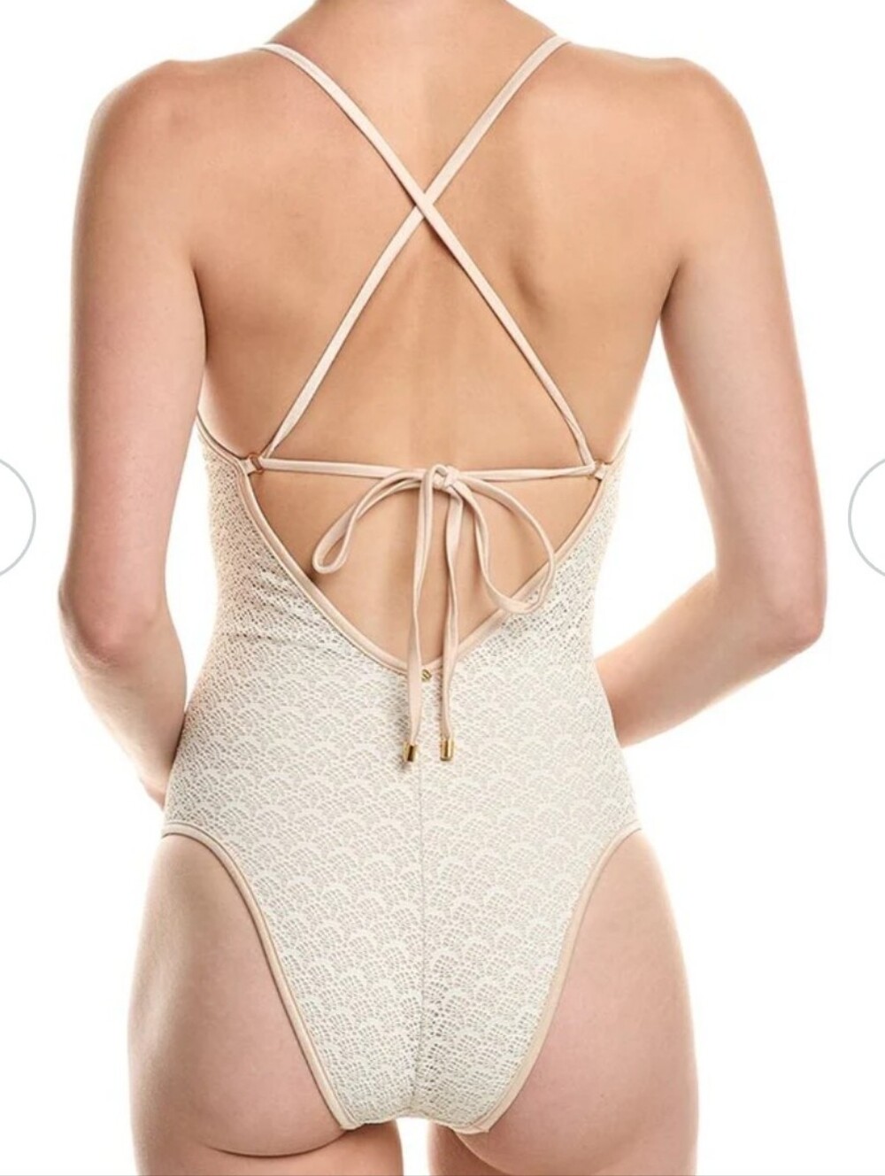 PQ Swim White+Gold One-Piece Swimsuit Sz L Coquette Soft Girl - Picture 4 of 16